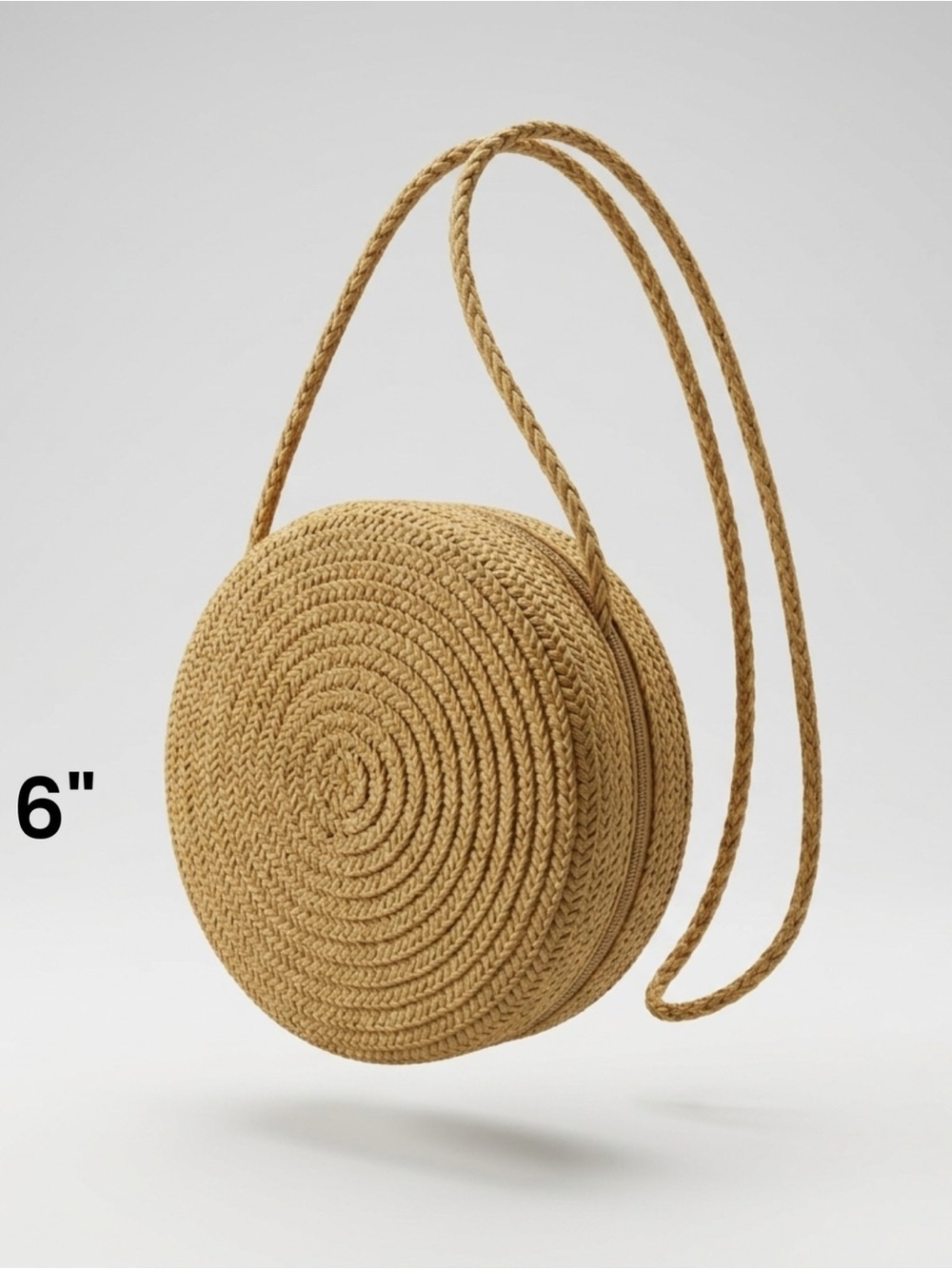 Bohemian Woven Round Crossbody Bag in Tan Boho bag
